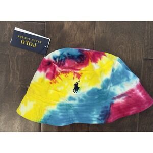NEW POLO RALPH LAUREN‎ Size L/XL Tie-Dye Bucket Hat Cotton Chino Pony Logo